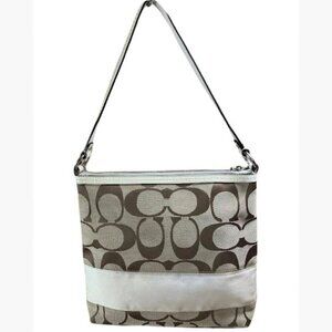 Coach Signature Bag with Cream Stripe Vintage EUC